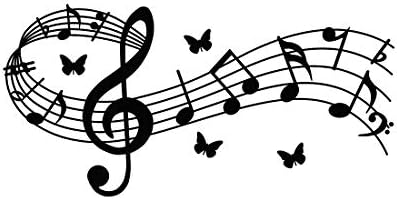 JEPART Music Notes Notation Band Wall Sticker Decal, Music Notation Wall Decal Removable DIY Vinyl Art Mural Wallpaper Home Decor Gift for Kids Bedroom Music & Dance Room – Fashion & Eye-catching (22.5×11 inch, Black)