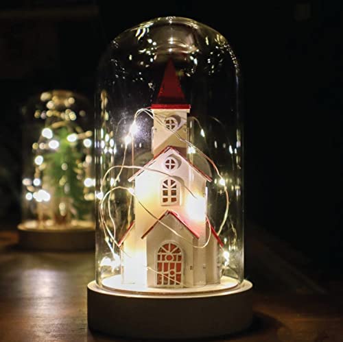 Glass Display Lovely Little Church Dome Christmas Decorations – Warm White LED Lights