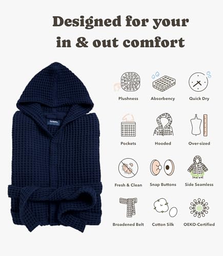 Image of Luxury Organic Japanese Cotton Hotel & Spa Waffle Bathrobe for Men and Women (Hooded /Kimono)