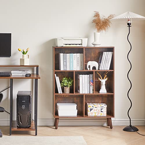Ymyny Open Cube Bookshelf, Wooden Bookcase Storage Organizer Shelf, 3-Tiers Free Standing Display Cabinet Rack With Legs, For Small Space,Bedroom,Living Room,Office, Rustic Brown, Uhbc003H #TOP1