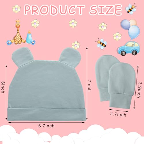 Image of Toulite 10 Set Newborn Baby Socks Hat and Mittens Soft Ankle Sock Newborn Beanie Mitten for Boys Girls 0-6 Month Infant