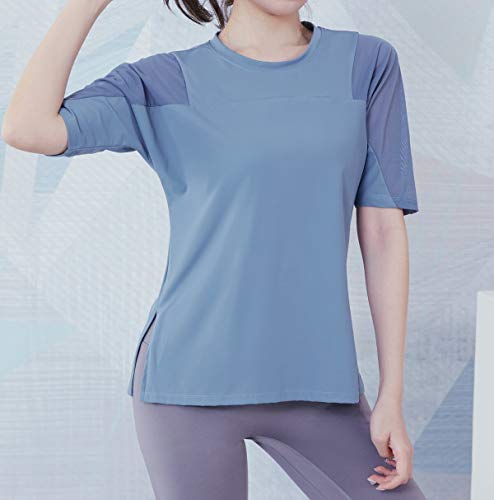 Red Plume Camiseta feminina atlética de manga curta com absorção de umidade, secagem rápida, ioga, g