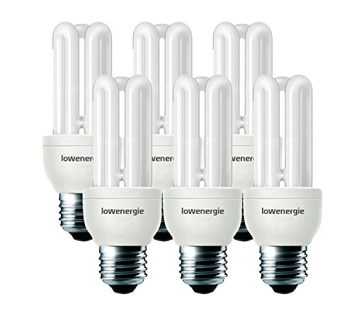 Lowenergie Energiesparlampe, 11 W (= 60 W), Tagesweiß, 6500 K, E27, Edisonsockel, 10.000 Stunden Lebensdauer, Energieklasse A, 6 Stück Cover