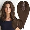 Rich Choices Hair Toppers para Mujeres Cabello Humano Real Sin Flequillo 100% Remy Humano Toppers para Mujeres con Adelgazamiento Clip In Base de Encaje Extendida 2"*6" 150% Densidad 10 Pulgadas #2R Marrón Chocolate 10 Pulgadas 2