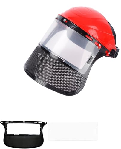 Genérico Protector facial desbrozadora, casco de seguridad para motosierra, casco protector para desbrozadora, pantalla de protección facial para recortadora y brushcutting