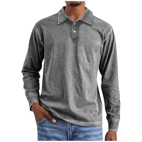 Polo à manches longues en coton pour homme grande taille à revers