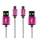 Produktbild CABBRIX Micro USB Ladekabel Pink [2-Pack] 1,5m Lang [USB Schnellladekabel] Nylon 2,4A Sync Android Smartphones für Samsung Galaxy S7 S6 Edge S5 Neo S4 HTC LG Sony Nexus Nokia Huawei Kindle Xbox PS4