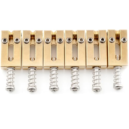 Musiclily Ultra 10.5mm Modern Brass Guitar Roller Bridge Saddles for Strat Tele ST/TL Style Electric Guitar, Original Color (Set of 6)