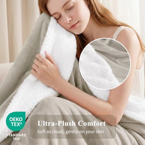 Aisbo Sherpa Kuscheldecke Flauschig 150x200 - Sofadecke, Hellbeige – Ansicht 4