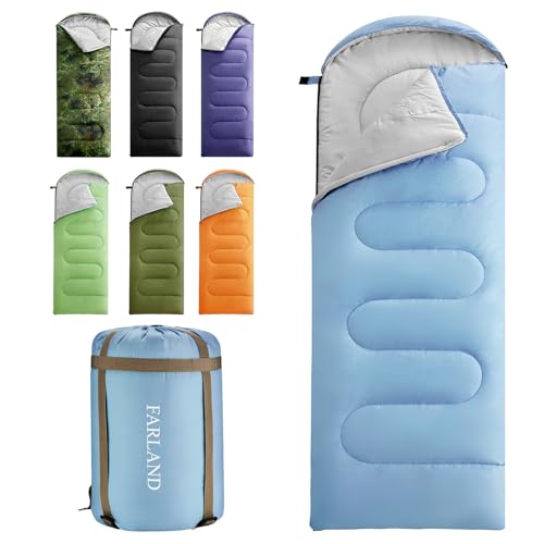 FARLAND Sleeping Bags for Adults Teens Kids with Compression Sack Portable and Lightweight for 3-4 Season Camping, Hiking,Waterproof, Backpacking and Outdoors