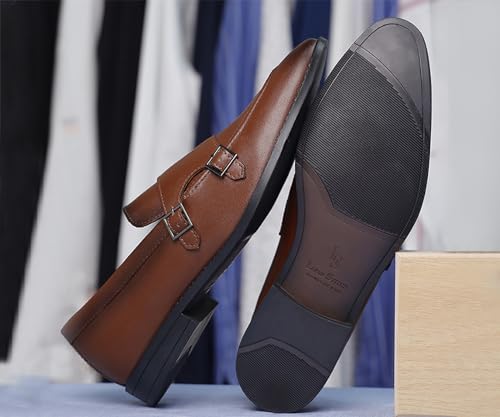 Image of LOUIS STITCH Oxford Formal Shoes for Men | Slip-on Monk Style | Office Shoes for Men | Ideal for Business, Casual, Parties | Solid Russet Tan UK Size 07 (LSRG FM)