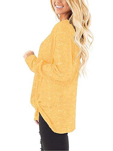 Blouse Long Sleeve Tops Comfy Yellow T Shirts Womens Lightweight Wash Well XL