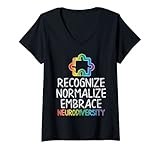 Photo Gallery donna riconosci normalizza abbraccia la consapevolezza dell"autismo della neurodiversità maglietta con collo a v Photo Gallery donna riconosci normalizza abbraccia la consapevolezza dell"autismo della neurodiversità maglietta con collo a v
