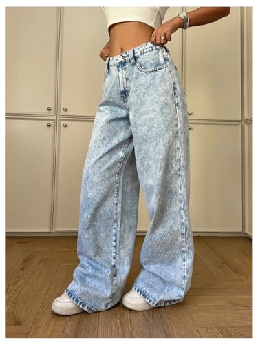 Milumia Girl's Bow Knot Baggy Jeans Low Waist Straight Wide Leg Y2k Denim Pants with Pockets2