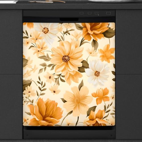 Funda magnética para lavavajillas oculta arañazos con panel de margaritas 53x66 cm