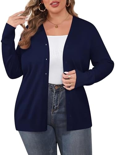 TIANZHU Plus Size Cardigan Long Sleeve Lightweight Sweaters for W...