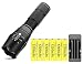 2000 Lumen LED Tactical Flashlight and 6 Pack 3.7V Rechargeable 9900mAh Battery with Batteries Charger,Adjustable Focus and 5 Light Modes Handheld Flashlight for Camping Hiking Running