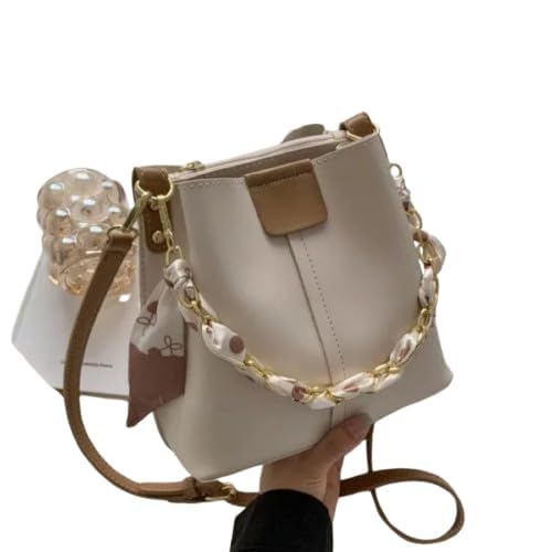 Elegant Chain Handle Bucket Crossbody Bag (Brown)-picture-17