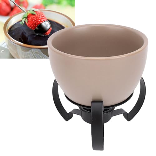 TOPINCN Ceramic Hot Pot and Forks Metal Stand Cheese Fondue Pot for Melting Cheese Ice Cream Chocolate Home Essentials Kitchen Gadgets (1)