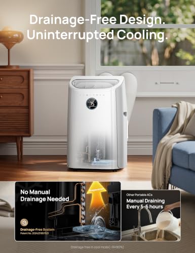 Image of DREO Inverter Dual-Hose Portable Air Conditioners 740S, High Efficiency, 14000 BTU ASHRAE (10000 BTU DOE) 42dB Quiet Smart AC Unit, Drainage-Free, APP /Voice /Remote Control, for Bedroom & Large Room