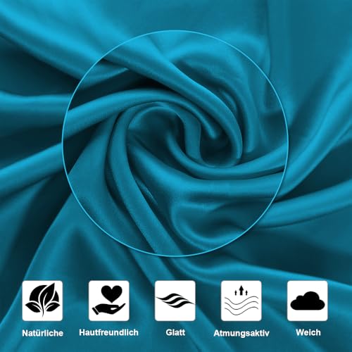 Ravmix Seidenkissenbezug 30x50 Maulbeerseide, für Haar & Haut, Pfauenblau – Ansicht 7