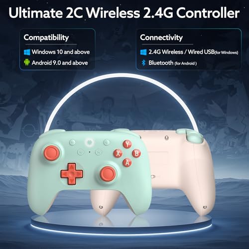 Image of 8Bitdo Ultimate 2C Wireless Controller for Windows PC and Android, with 1000 Hz Polling Rate, Hall Effect Joysticks and Triggers, and Remappable L4 /R4 Bumpers (Mint)