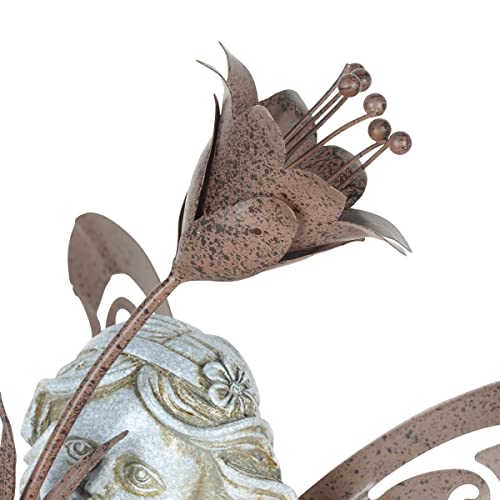 Exhart Fairy Statue, Outdoor Garden Décor, Durable Resin W/Metal Wings & Flower, Indoor/Out, 8”X20” #TOP4