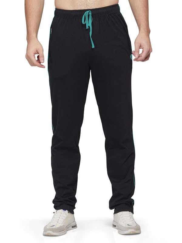 ESSAMen's Regular Fit Cotton Joggers Track Pants - Super Combed Fabric with Elastic Waistband, Adjustable Drawstring, and Machine Washable Design
