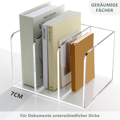 SANRUI Acryl Zeitschriftensammler,Transparenter Stehsammler & Buchständer für Dokumente, Bücher, Tablets, Briefe - Rutschfester Organizer Büro & Kosmetik Aufbewahrung (18,5 x 21,5 cm)