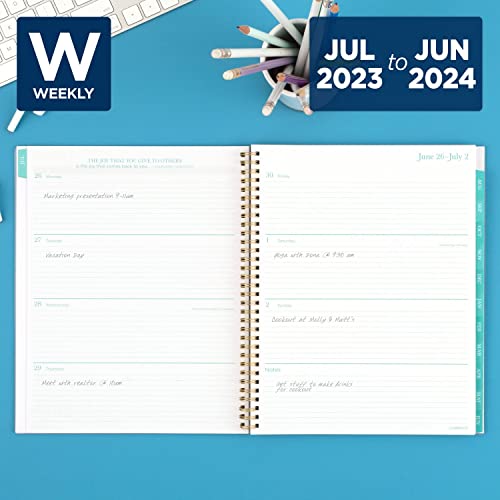 Cambridge 2023-2024 Academic Planner, Weekly & Monthly, 8-1/2" X 11", Large, Monthly Tabs, Pocket, Flexible Cover, Customizable, Acrylic Pour (1667-901A) #TOP1