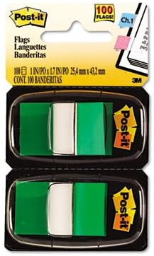 Post-it 680GN12 Marking Page Flags in Dispensers, Green, 50 Flags/Dispenser, 12 Dispensers/Pack