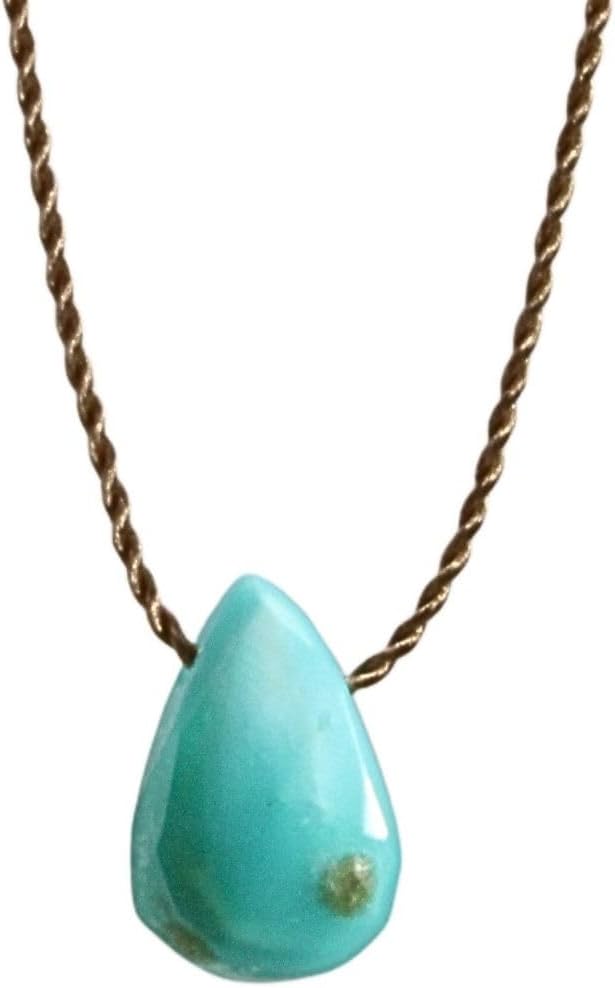 Luck Strings Turquoise Floating Necklace – December Birthstone Briolette on Fine Silk Cord – Minimalist Jewelry with Sterling Silver or Gold-Filled Clasp