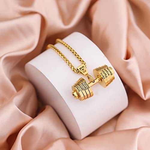 JINLIN Personalized Name Necklace Dumbbell Charm Barbell Necklace Engraved Names Stainless Steel Fitness Weights Sports Pendants Jewelry for Men4