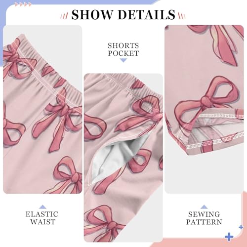 Pajama Bottoms, Bows Pink Cartoon Pajamas Pant Sleep Long Pants Lounge Wear Sleepwear Soft Pjs4