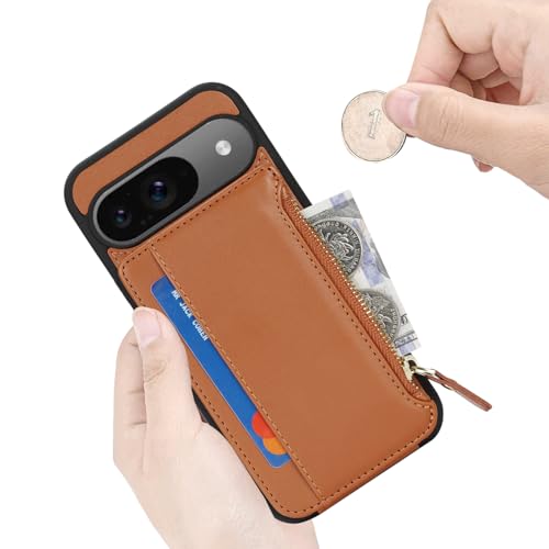 Image of Cavor for Google Pixel 9 /9 Pro Case Wallet with Card Holder, Brown