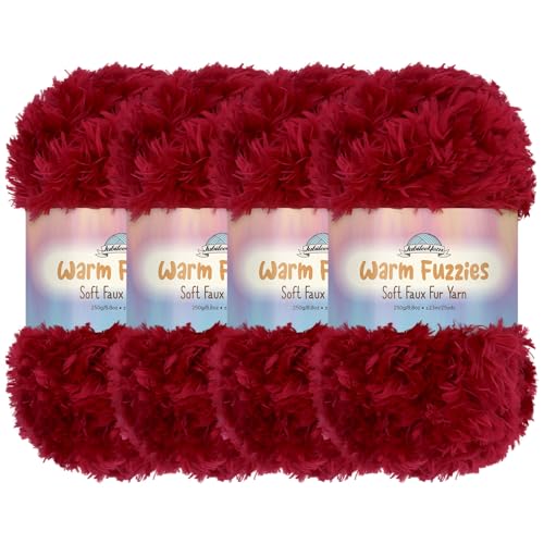 JubileeYarn Warm Fuzzies Yarn - Dark Red - 4 Skeins