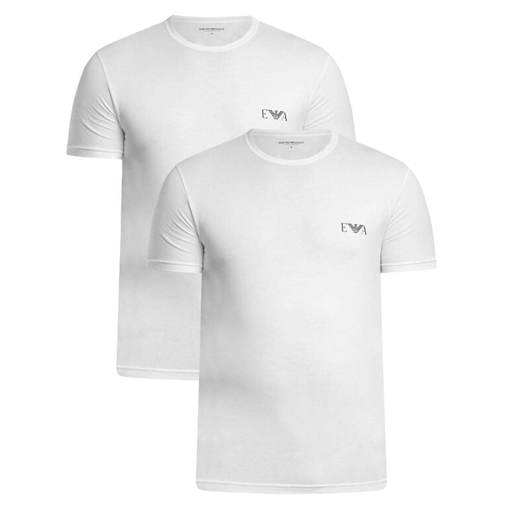Emporio Armani Man's Bold Monogram 2-Pack Crew Neck T-Shirt, White, XXL, Fitted