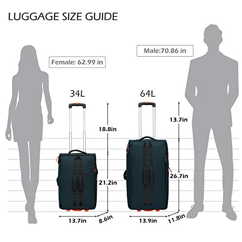 Hynes Eagle Carry on Luggage Rolling Wheeled Duffel Bag Softside Luggage Checked Suitcase 2pcs Set(21