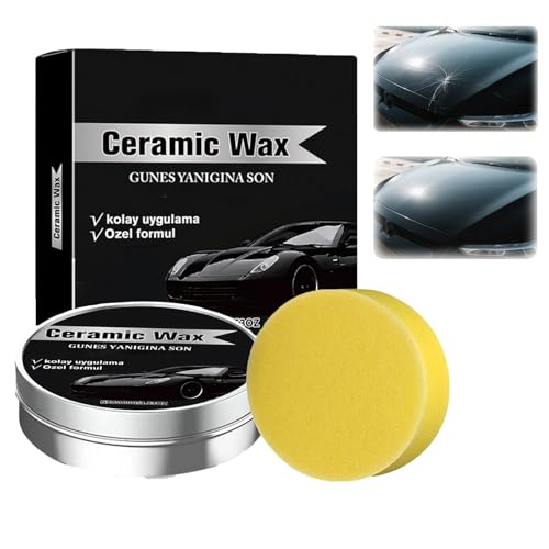Titanium Ceramic Wax Cream for Cars Advanced Car Coating & Polishing Wax Strong Protection & Long-Lasting Shine Waterless Ceramic Spray Wax Safe for All Paint Includes Microfiber Sponge (1 PCS)