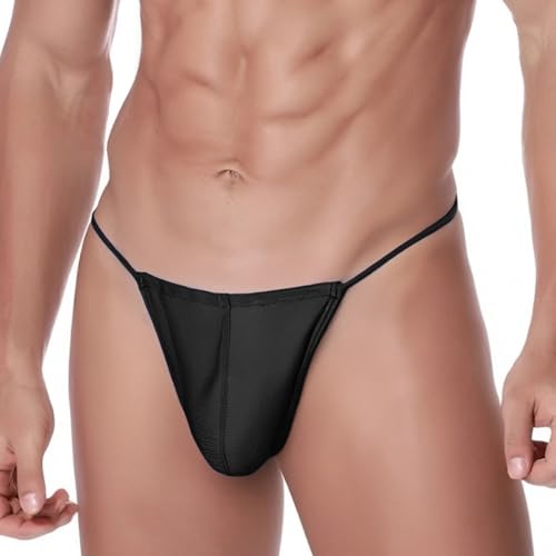 YINYOUYU Mens Thongs Silk G-String Adjustable Sexy T-Back Low Rise Underwear