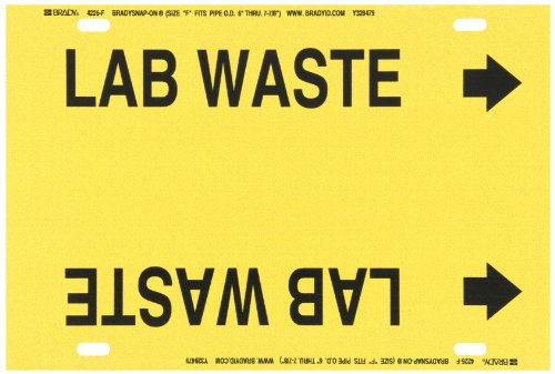 Marqueur de tuyau Brady 4226-F Lab Waste en plastique jaune B-915