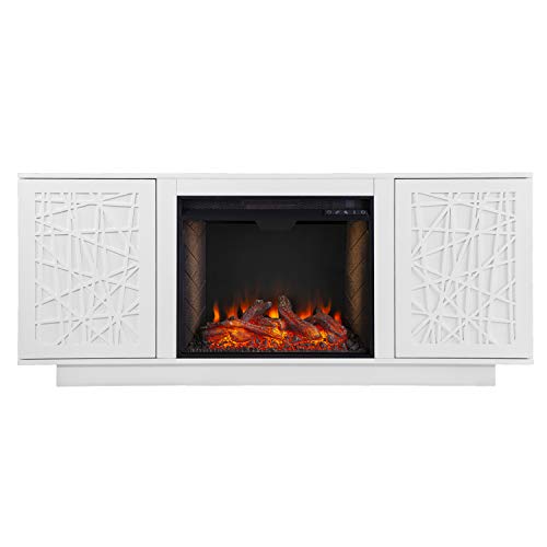 SEI Furniture Delgrave Alexa Smart Electric Fireplace, White Finish - Thumbnail 2