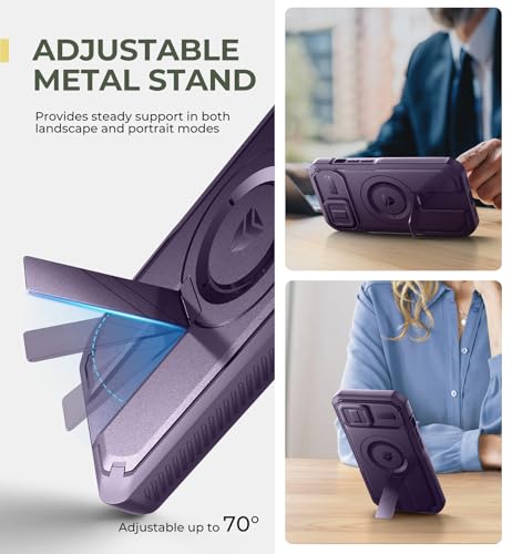 Coque iPhone 13/14 violette antichoc avec protection caméra et support