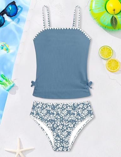 Image of Girls Tankini Swimsuits Two Piece Bathing Suit Drawstring Swimwear Set for Girls 7-18 Years