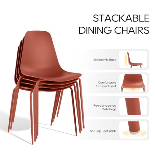 Colamy FL-1661-O Outdoor Dining Chairs Set Of 4, Plastic Stackable Patio Chairs thumb #6