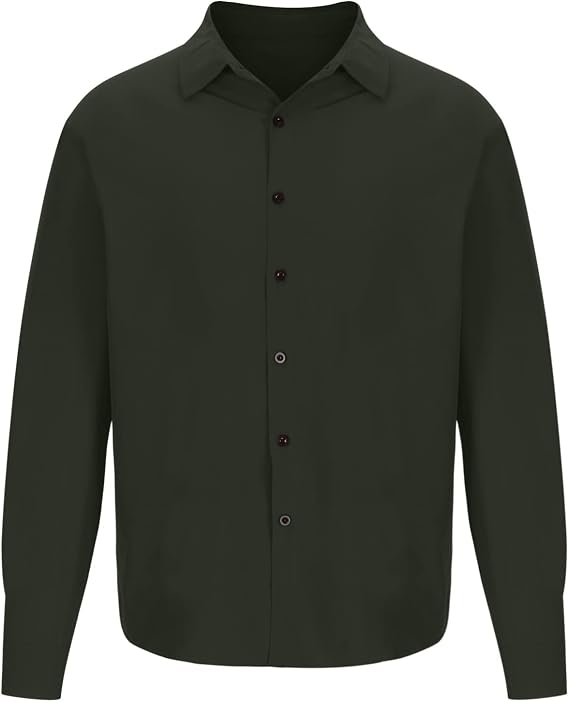 Mens Tshirts Casual Stylish Button Down Solid Long Sleeve Muscle Dress Shirt Fashion Work Fitness Trendy Clothes