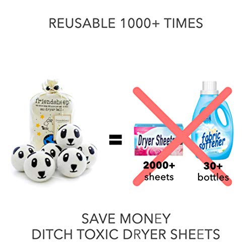 Friendsheep Wool Dryer Balls 6 Pack Xl Organic Premium Reusable Cruelty Free Handmade Fair Trade No Lint Fabric Softener - Panda Pack #TOP1