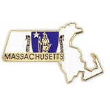 PinMart Massachusetts Shape Flag Lapel Pin – Complete United States of America Pin Set – Gold Plated Enamel US State Shirt Pins – Great Commemorative/Promotional Gift