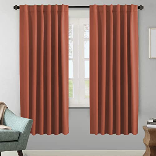 Image of H.VERSAILTEX Blackout Curtains Thermal Insulated Window Treatment Panels Room Darkening Blackout Drapes for Living Room Back Tab /Rod Pocket Bedroom Draperies, 52 x 72 Inch, Orange, 2 Panels