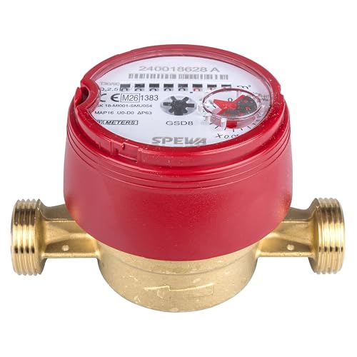 SPEWA Medidor de agua Q = 2,5 (antiguo QN 1,5) agua caliente, BL 110 mm 3/4 pulgadas Mejor precisión de medición calibrada 2025